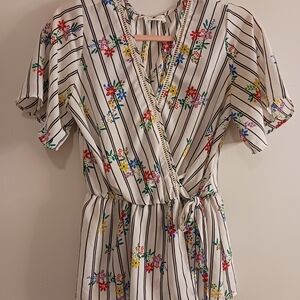 Sienna Sky Top Womens M Wrap Boho  Multicolor Floral Stripe Blouse